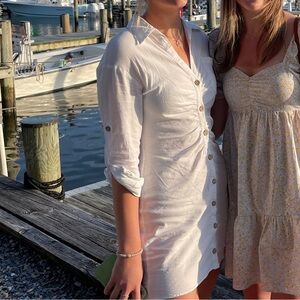 Zara White Collared Buttondown Dress